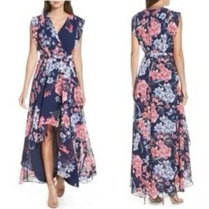 ELIZA J Obi Floral Print High/Low Dress Navy Floral 45360